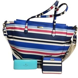 Kate Spade Adaria baby  Tote adaBag Stripe Bundle Wallet & Sunglasses‎ Purse